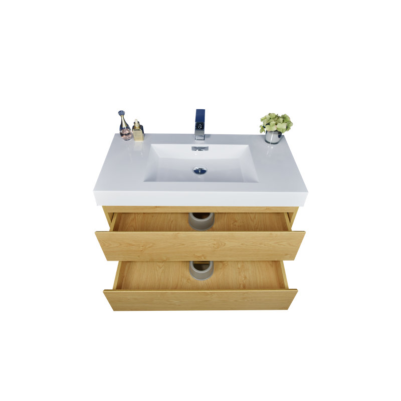 Mitul 35.5'' Single Bathroom Vanity with Acrylic Top, English Oak