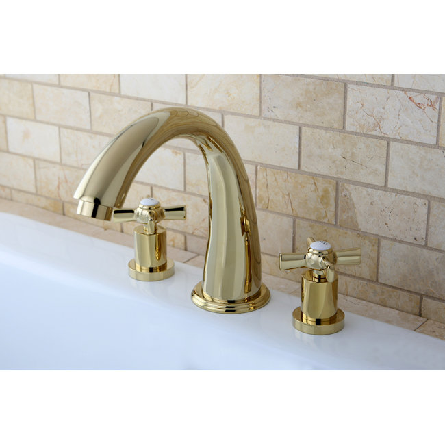 Robinet de baignoire romaine à 3 poignées et 3 poignées Kingston Brass, Laiton poli