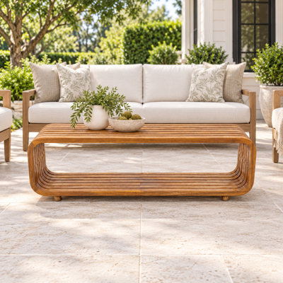 Table basse d'extérieur en bois d'acacia pour le jardin ou le balcon