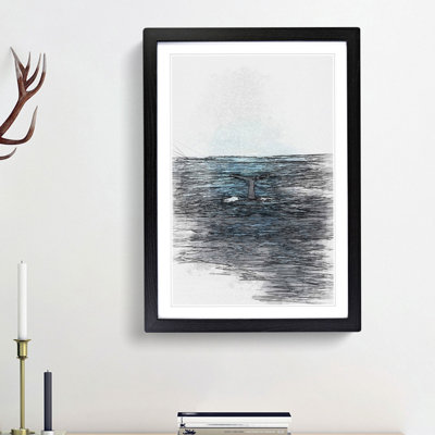 Blue Whale in Abstract - Picture Frame Drawing Print