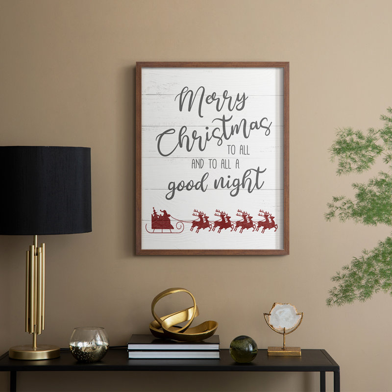 Goodnight Sleigh Framed Print - Solid Wood, 21" H x 17" W, Walnut