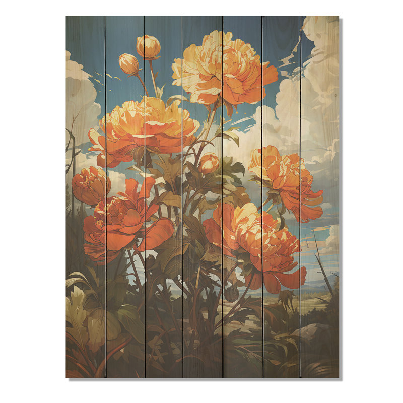 Peony Beauty II - Peonies On Wood Print, 20" H x 10" W