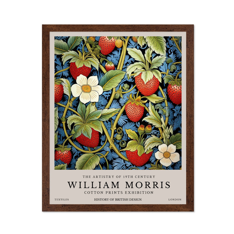 William Morris - Fraises No2, Poster, 08"H x 10"W, Brown Framed