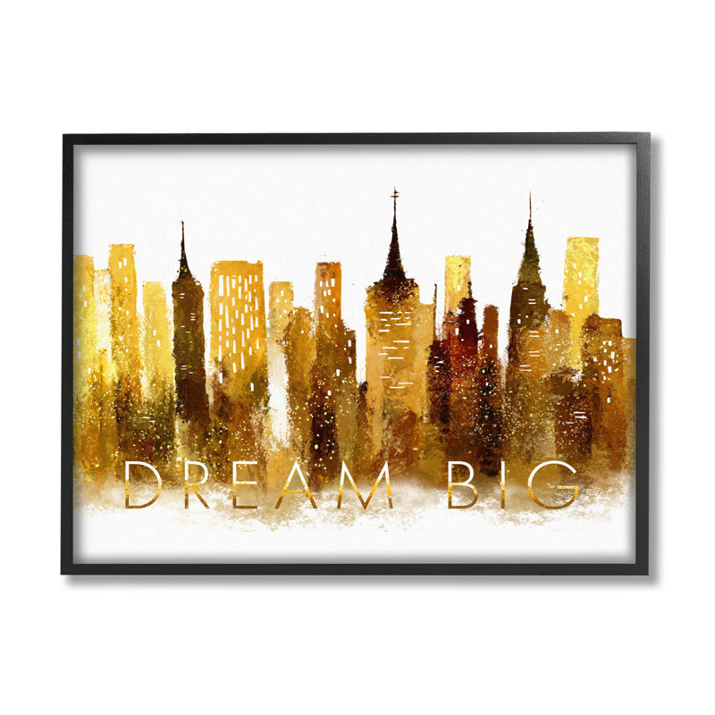 «Dream Big Glam City Skyline», art numérique par Ziwei Li, H 11 po x l 14 po x P 1,5 po, Giclée encadrée noir minuit