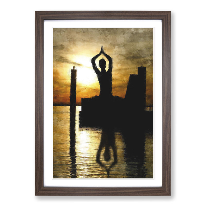 Yoga Meditation - Picture Frame Graphic Art, 48cm H x 36cm W x 2cm D, Walnut Framed
