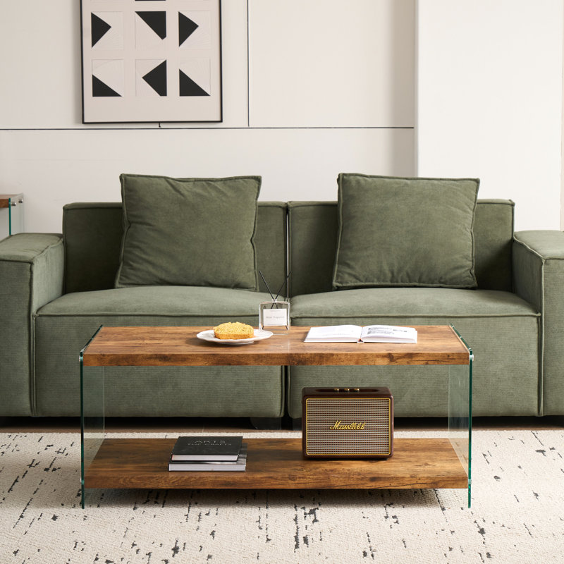 Table basse en verre trempé noyer, idéale pour ranger des collations et du café, convenant au bureau, petite table à thé brune avec bords lisses de 22,24 po de largeur, pouvant être utilisée comme bureau d'apprentissage, maison