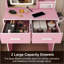 Petit bureau de coiffeuse avec miroir et lumières DEL réglables, prise de courant intégrée et rangement dissimulé, comprend tabouret et tablette rembourrés, coiffeuse pour petites chambres