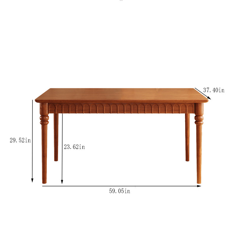 Solid wood dining table rectangular American retro