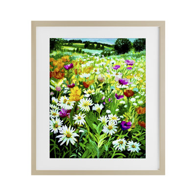 Hillside Fusion Meadow, reproduction d'art sous verre encadrée, conception par Lee Ann Zirbes