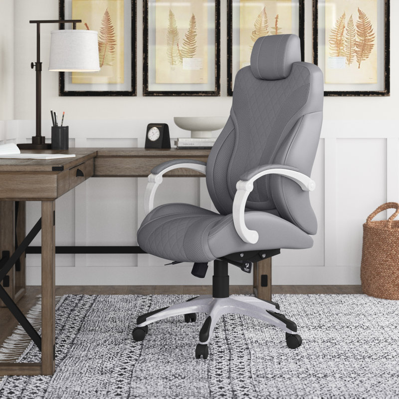 Vinyl Executive Chair, Black, Silver