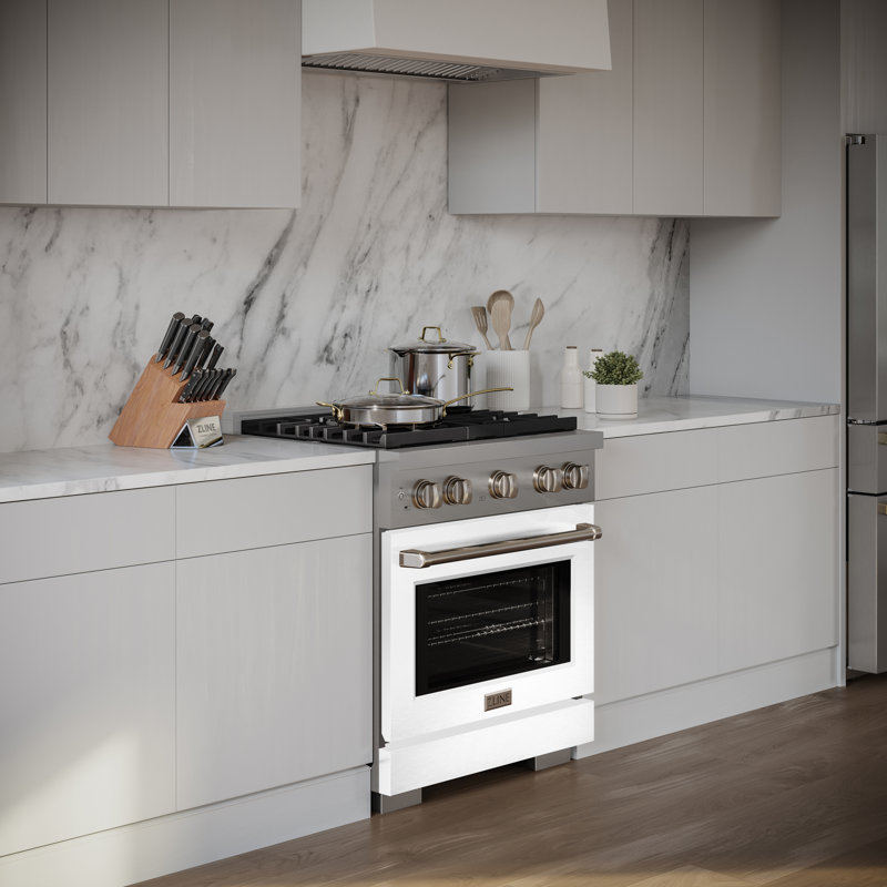 ZLINE 30" Paramount Dual Fuel White Matte Door Range w/ 4 Burners & Convection Oven (SDR-WM-30)