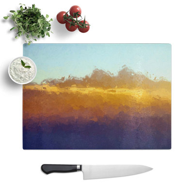 Tempered Glass Amber Mountains Chopping Board