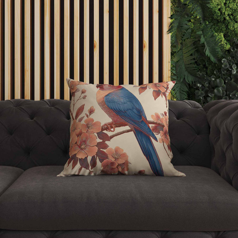 Perroquet vibrant intérieur / extérieur 20 x 20, Carré 20 po, Bleu/pêche