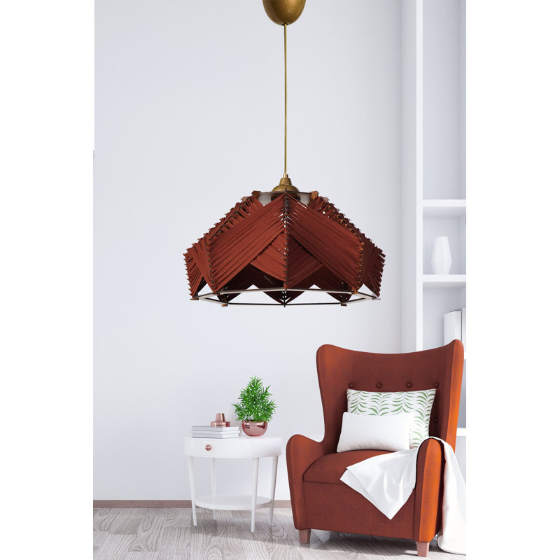 Elegant Tile Red Chandelier, 7.9 x 13.8 inches | Lightweight Plastic Body, Cotton Cap | Height: 23.6 inches with Cable | E27 Socket, Max 40W | Perfect for Dining Room, Living Room & Modern Decor