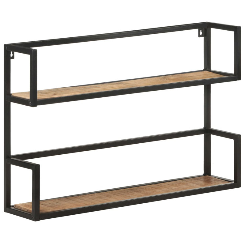 Wall Shelf Solid Wood, 31.5" H x 23.6" W x 7.9" D, Brown/Black