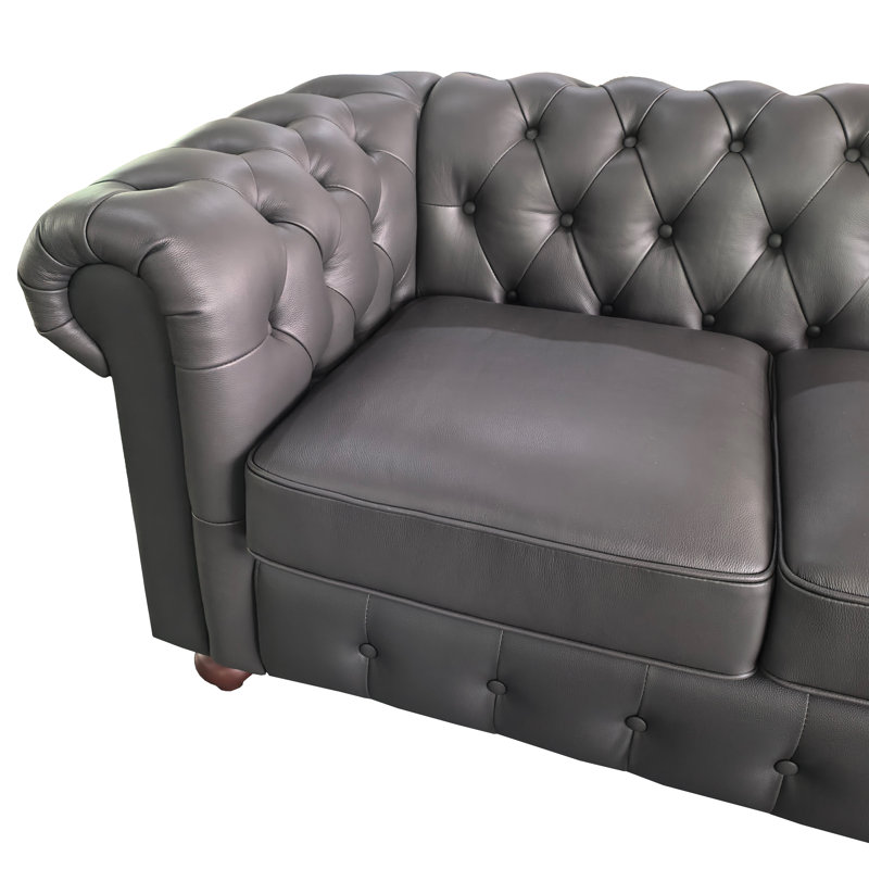 Canapé modulaire en cuir Chesterfield, Gingembre gingembre