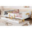 Lit plateforme en bois compact avec rangement, design blanc moderne pour la maison