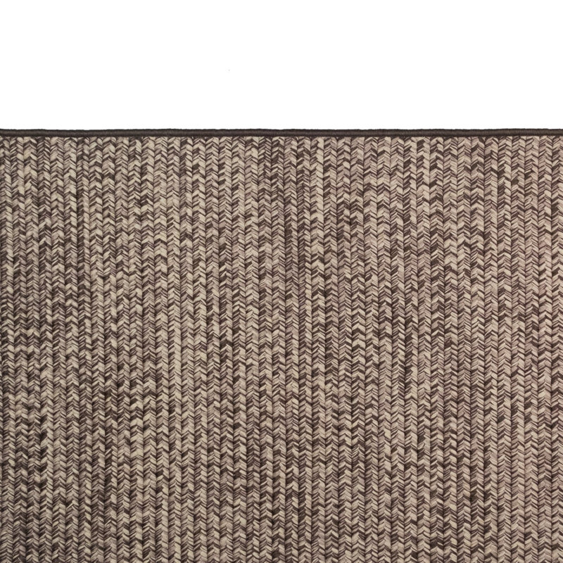 Tapis intérieur / extérieur brun en polypropylène tressé à la machine Rectangle Aveyon, Rectangle 7 pi x 9 pi