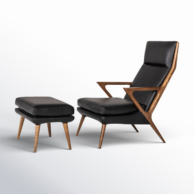 Logan Lounge Chair and Ottoman, Black