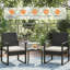 Ensemble bistro 3 pièces pour patio, chaises en rotin PE, table en verre trempé, balcon de jardin pour patio, beige-601073640