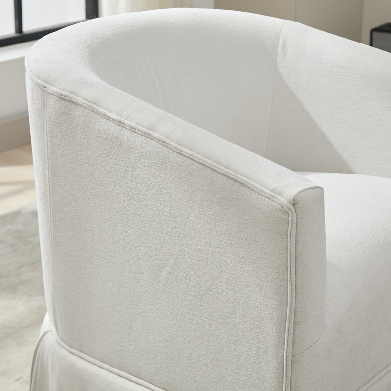 Upholstered Swivel Barrel Chair Set Of 2, White