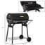 Barbecue portatif au charbon 30 po - Barbecue extérieur en acier avec tablette de rangement noir et roulettes pour le camping