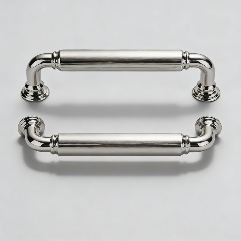 Paquet de 10 poignées d'armoire robustes, 5 poignées de tiroir au centre, quincaillerie en alliage de zinc à finition nickel poli pour la cuisine, la salle de bain et la commode