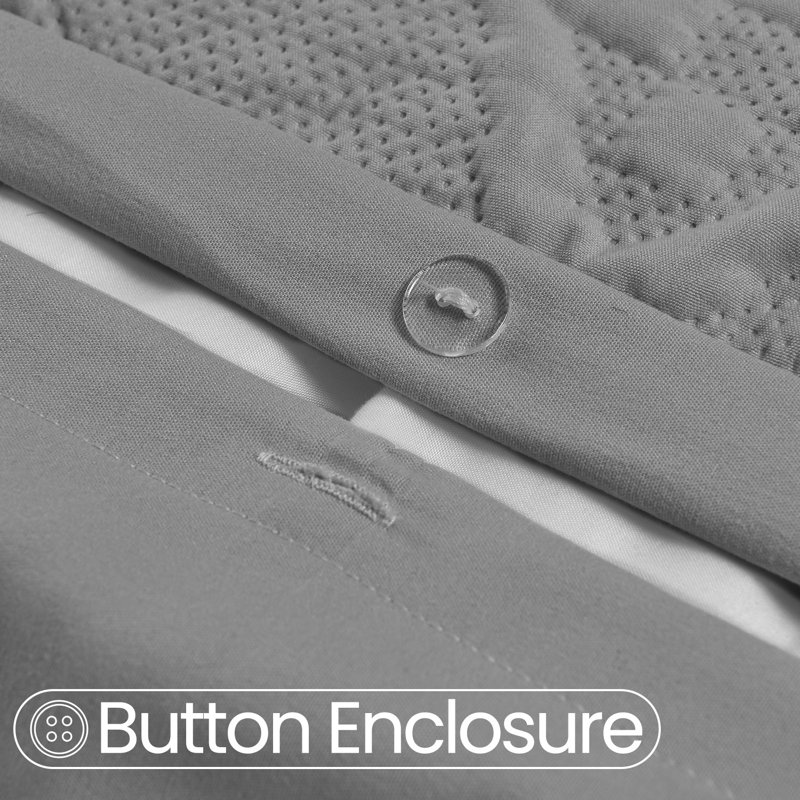 3D Embossed Chunky Quilted Knit Pattern Duvet Set, Grey, Super King Duvet Cover + 2 Pillowcases