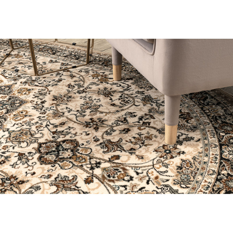Dhrampla Oriental Wool Area Rug, Oval 170 x 235cm, Beige/Green