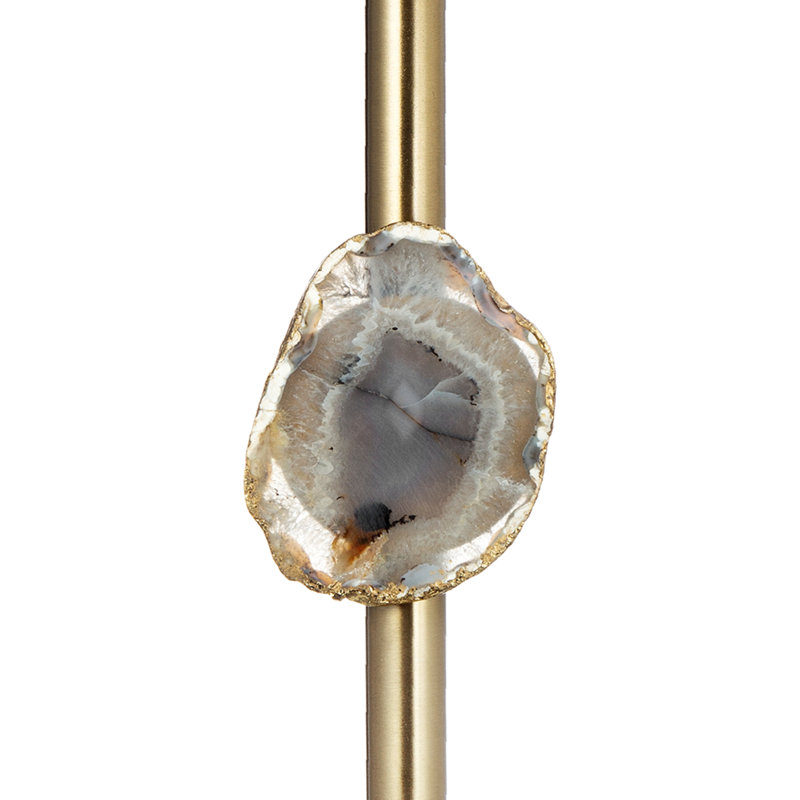 Gold and White Marble Agate Pillar Candle Holder