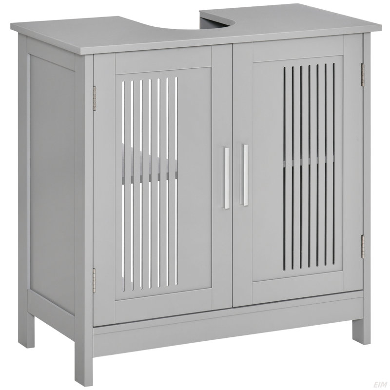 Armoire de rangement à piédestal, armoire de salle de bain sous lavabo avec 2 portes et tablette ouverte, meuble-lavabo (armoire)