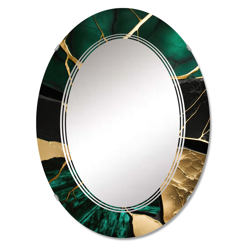 Miroir mural en marbre abstrait Geode, 30 po x 20 po