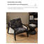 Fauteuil Mid-Century en rotin de bois massif, fauteuil d'appoint en tissu jacquard brun pour le salon