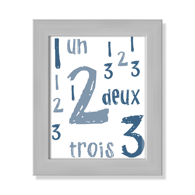 Impression sur papier français, H 10 po x l 8 po x P 0,6 po, Encadré plat argent