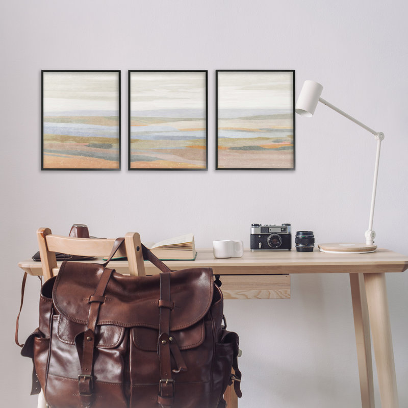  Ensemble de 3 estampes de Beachy, H 18 po x l 12 po, Giclée encadrée noir minuit