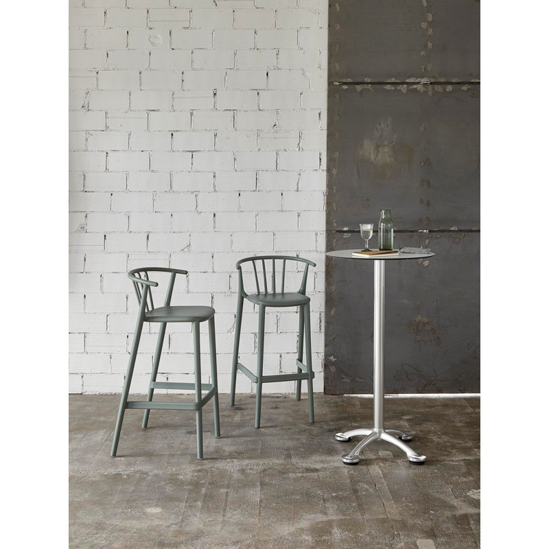 Woody Outdoor Bar Stool, Greenish Gray, 25.79", 4