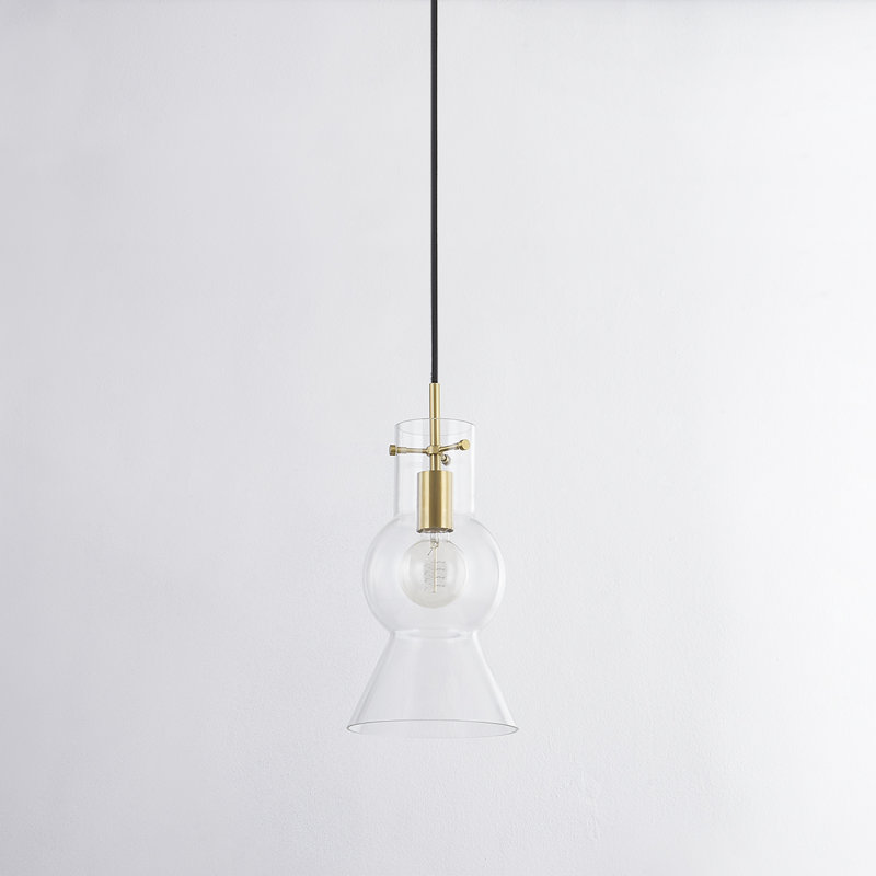 Luminaire suspendu 1 lumière Mirabel, Laiton vieilli, H 15,5 po x l 7,5 po x P 7,5 po