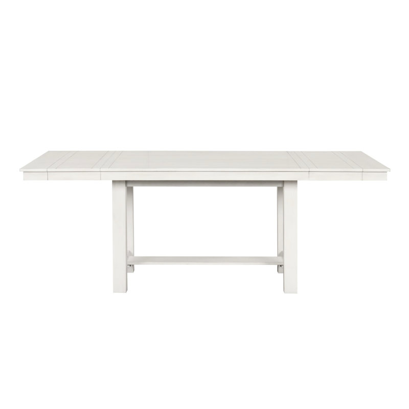 Table de salle à manger rectangulaire contemporaine en chêne blanc rustique avec mécanisme extensible, placage