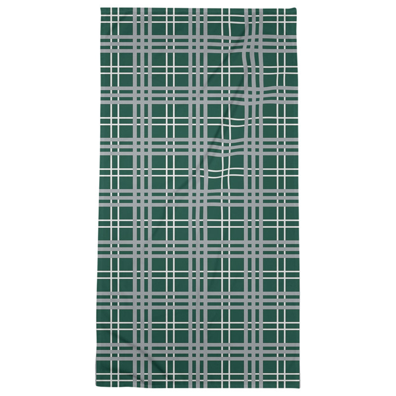 Bath Towel, Hunter Green/White/Gray, Microfiber