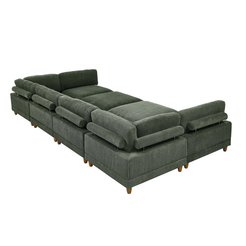 Canapé modulaire à large assise en velours côtelé, Vert foncé