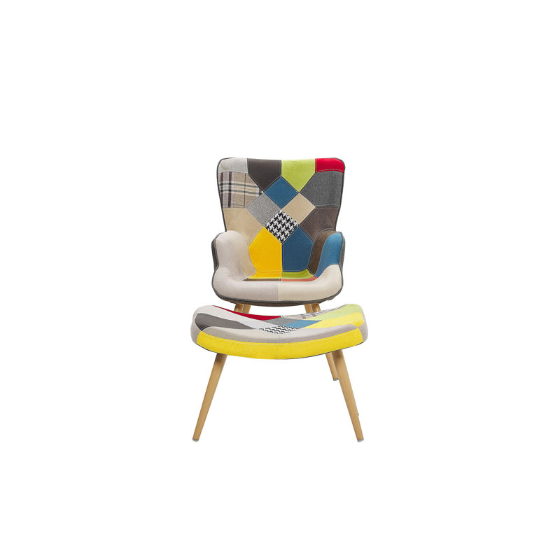 Burgos Upholstered Wingback Chair with Footstool