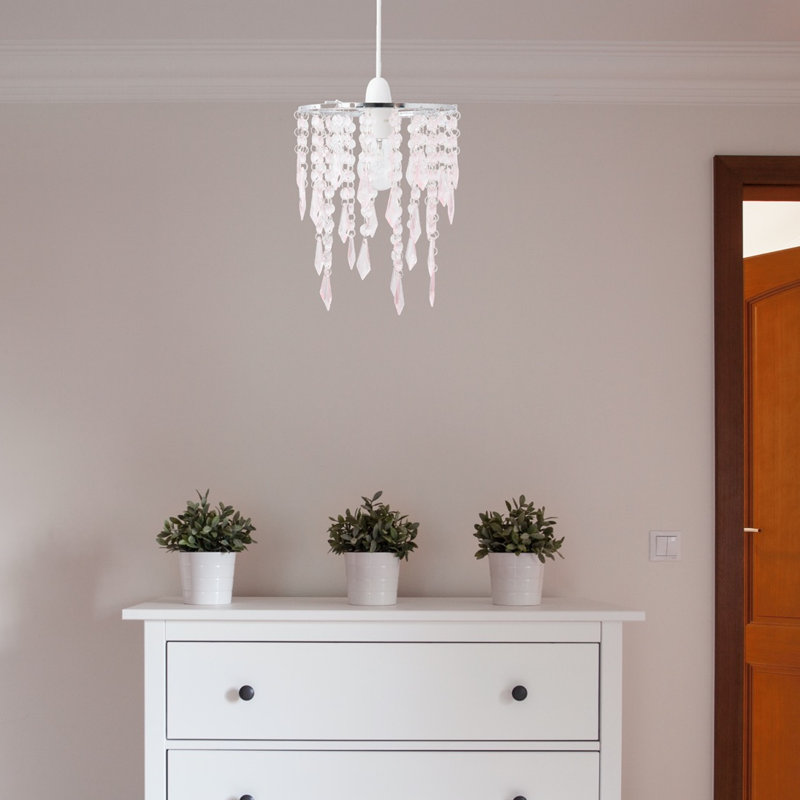 26cm H Plastic Novelty Pendant Shade ( Uno ), Chrome/Pink