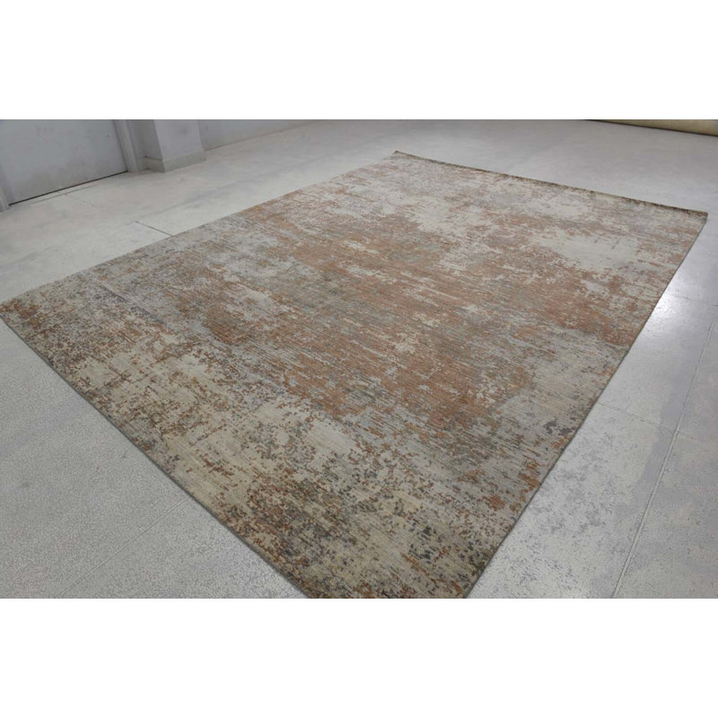 Contemporary One-of-a-Kind Rectangle 9' X 12'8" Hand Knotted Area Rug