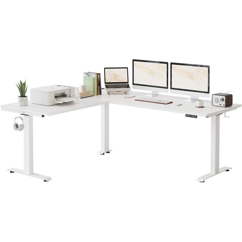 Table de bureau électrique à hauteur réglable en L électrique, Gris