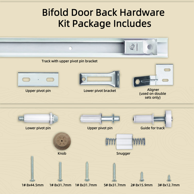1-3/8" Thickness Solid Core White Shaker Bi-fold Door With Hardware Set For Closet, 36" x 80"