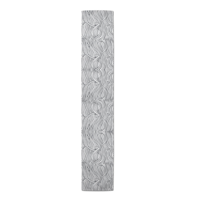 Chemin de table à vagues abstraites Mclaughlin, L 90 po x l 16 po, Gris
