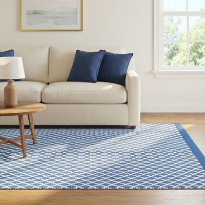 Mainsail French Blue Hand-Woven Geometric Rug