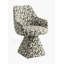 Fauteuil d'appoint pivotant Peny, tissu imprimé vert et blanc