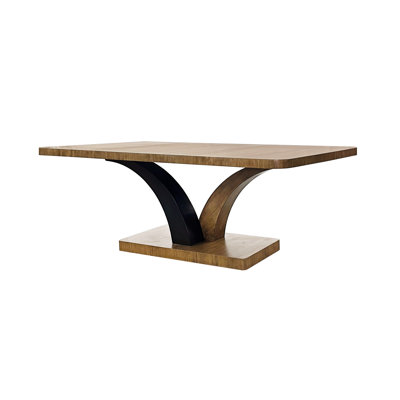 Pedestal Table Crafted From Eucalyptus, Dual - Arc Base Design, Natural Warmth, Rectangular Top With Rounded Edges, Tan Color, Solid Wood + , 84 In Product Depth, 44 Width, 30 Height, 235 Lb For