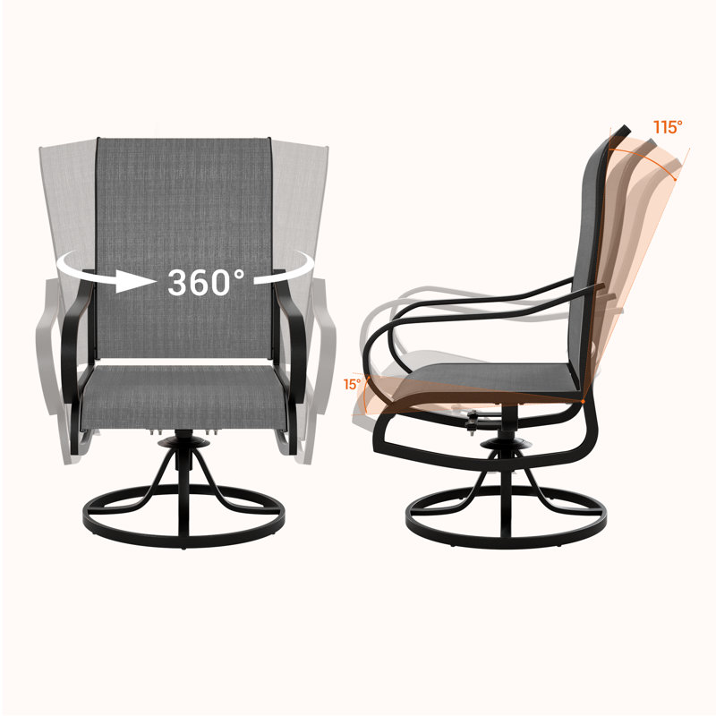 Fauteuils de patio pivotants Angeli, Gris foncé